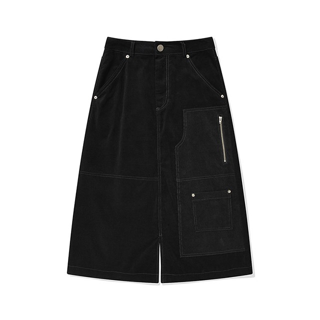Patched Workwear Skirt/Black