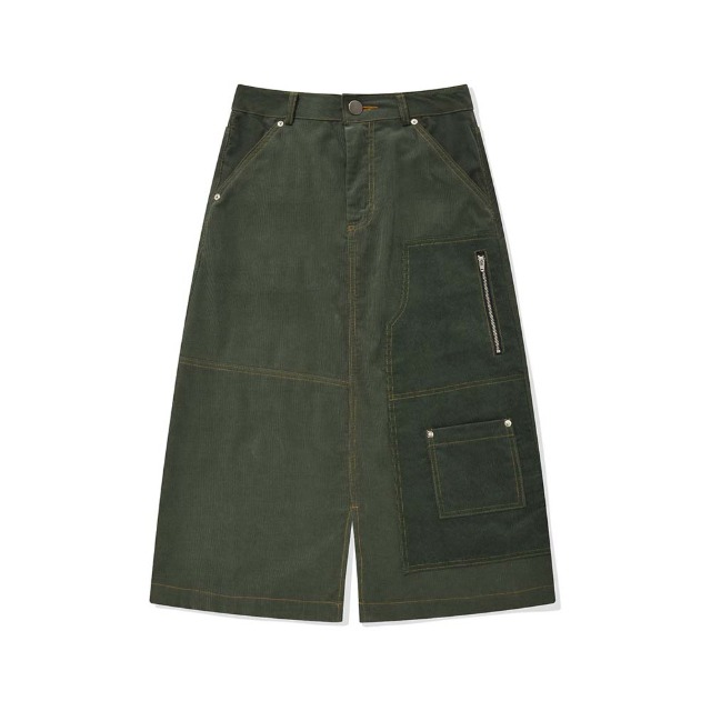 Patched Workwear Skirt/Forest