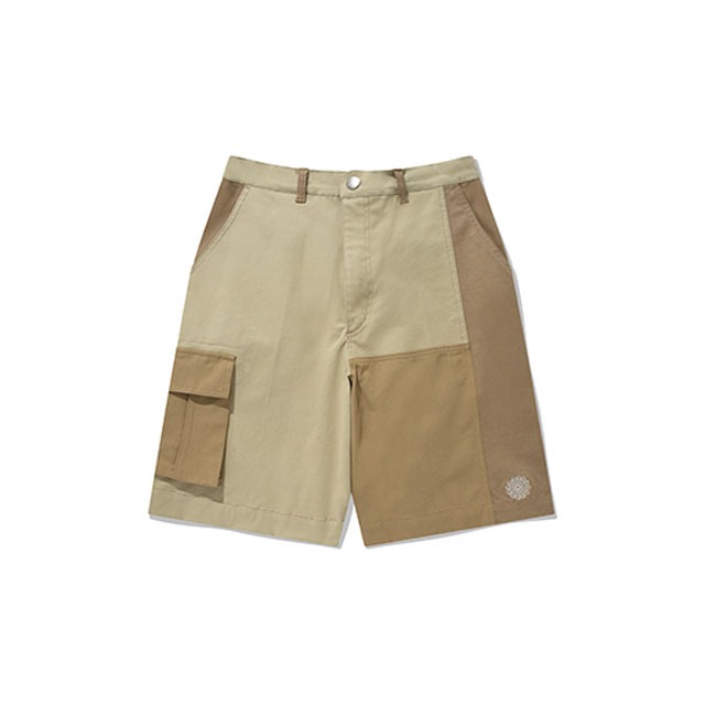 Patchwork Cargo Shorts/Beige
